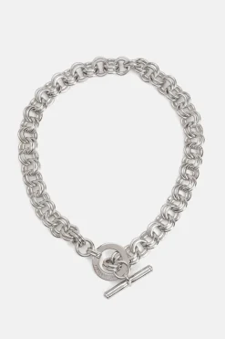 Collier chaîne en T-barre avec cristaux européens sertis à la main