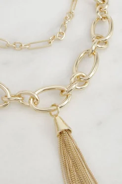 Collier à Chaînes Superposées avec Pompon