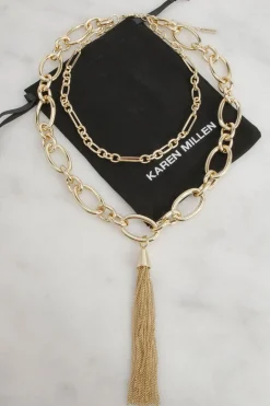 Collier à Chaînes Superposées avec Pompon