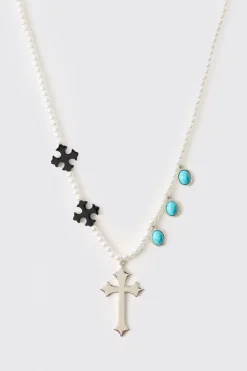 Collier Fantaisie avec Gemmes et Croix