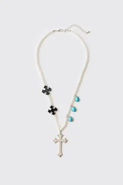Collier Fantaisie avec Gemmes et Croix