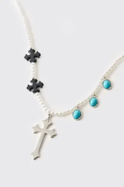 Collier Fantaisie avec Gemmes et Croix