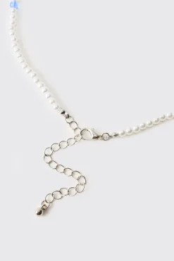 Collier Fantaisie à Perles avec Gemmes et Croix