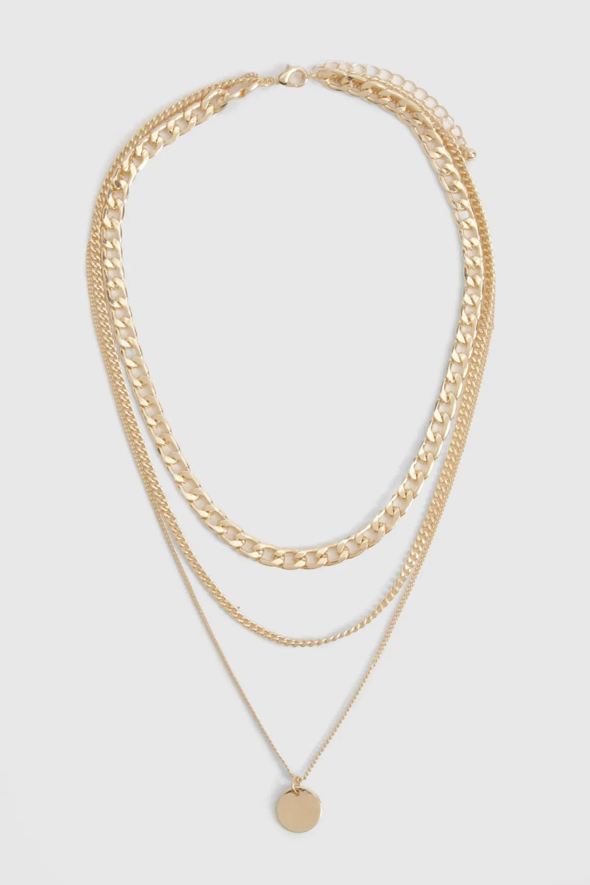 Collier Multicouche À Breloque Disque Poli Et Pendentif
