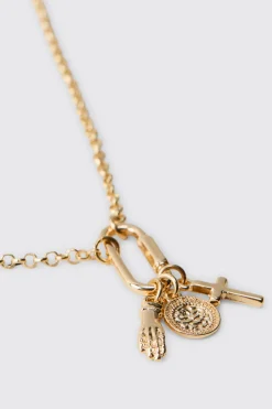 Collier Pendentif Avec Breloques Dorées