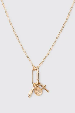 Collier Pendentif Avec Breloques Dorées