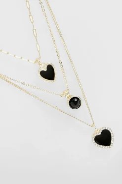 Collier Pendentif Cœur À Triple Chaîne