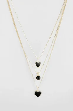 Collier Pendentif Cœur À Triple Chaîne