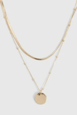 boohoo Collier Pendentif Délicat En Or À Chaînes Superposées< Colliers