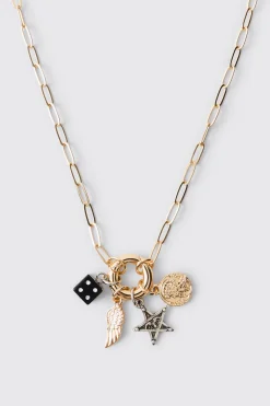 Collier Pendentif Doré Avec Breloques