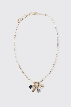 Collier Pendentif Doré Avec Breloques
