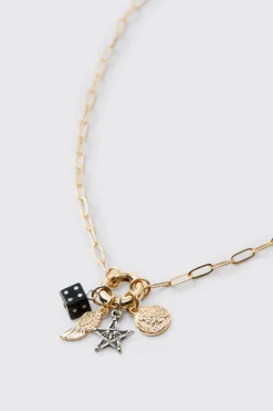 Collier Pendentif Doré Avec Breloques