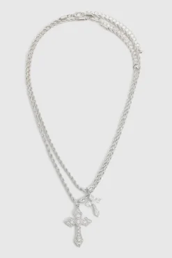 Collier Pendentif Double Croix