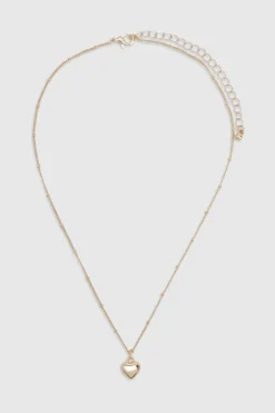 Collier pendentif en forme de cœur & chaîne à boules