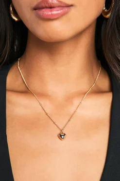 Collier pendentif en forme de cœur & chaîne à boules