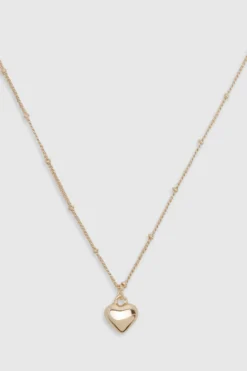 Collier pendentif en forme de cœur & chaîne à boules