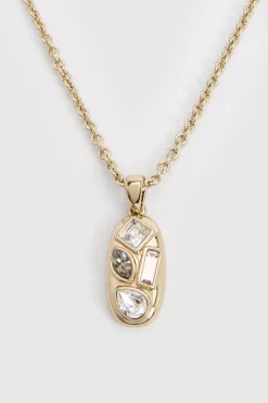 KarenMillen Collier Pendentif Galet De Cristal< Colliers