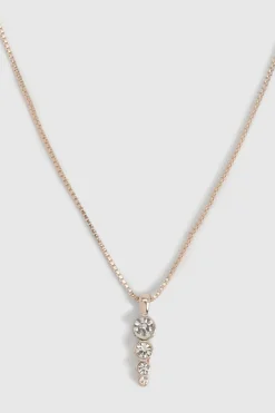 Collier Pendentif Goutte D'eau Orné De Diamants Fantaisie