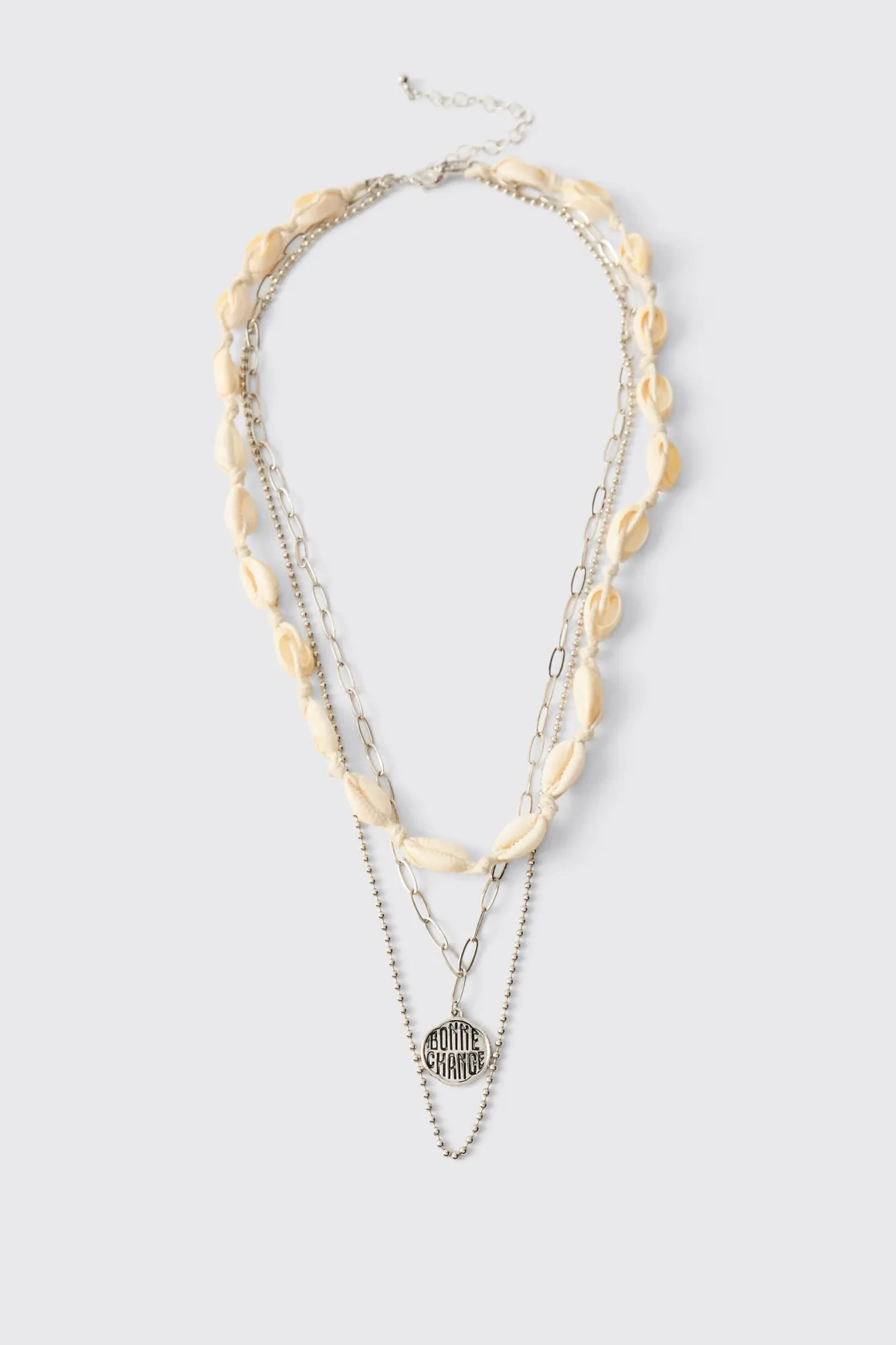 Collier Pendentif Multicouches Coquillage Et Chaîne