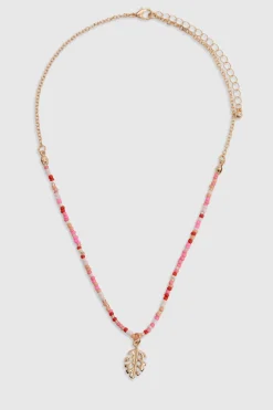Collier Pendentif À Perles Roses