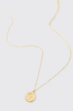 boohooMAN Collier Pendentif Pièce En Acier Inoxydable<Homme Bijoux Et Montres