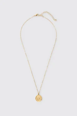boohooMAN Collier Pendentif Pièce En Acier Inoxydable<Homme Bijoux Et Montres