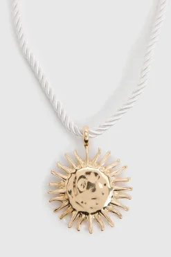 Collier Pendentif Soleil Avec Chaîne Corde Statement