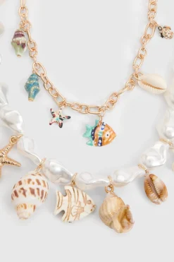 Collier Pendentif Statement Détails Océan Et Perles