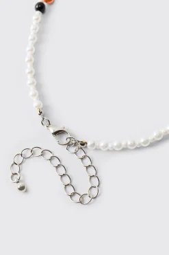 boohooMAN Collier à Perles Croix & Pierre<Homme Bijoux Et Montres