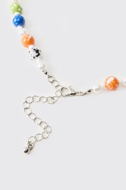 boohooMAN Collier à Perles en Pierres Précieuses<Homme Bijoux Et Montres