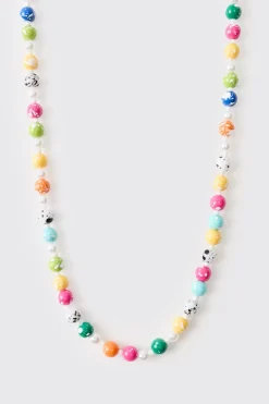 boohooMAN Collier à Perles en Pierres Précieuses<Homme Bijoux Et Montres