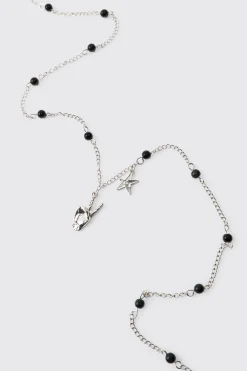 boohooMAN Collier à Perles Signe de Paix & Étoile<Homme Bijoux Et Montres