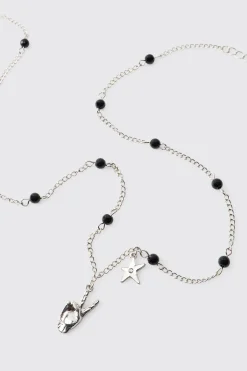 boohooMAN Collier à Perles Signe de Paix & Étoile<Homme Bijoux Et Montres