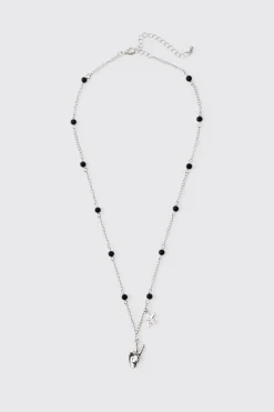 boohooMAN Collier à Perles Signe de Paix & Étoile<Homme Bijoux Et Montres