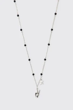 boohooMAN Collier à Perles Signe de Paix & Étoile<Homme Bijoux Et Montres