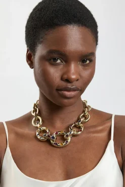 KarenMillen Collier Plastron À Chaîne Ornée De Cristaux< Colliers