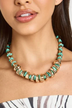 Collier Plastron À Perles Turquoise