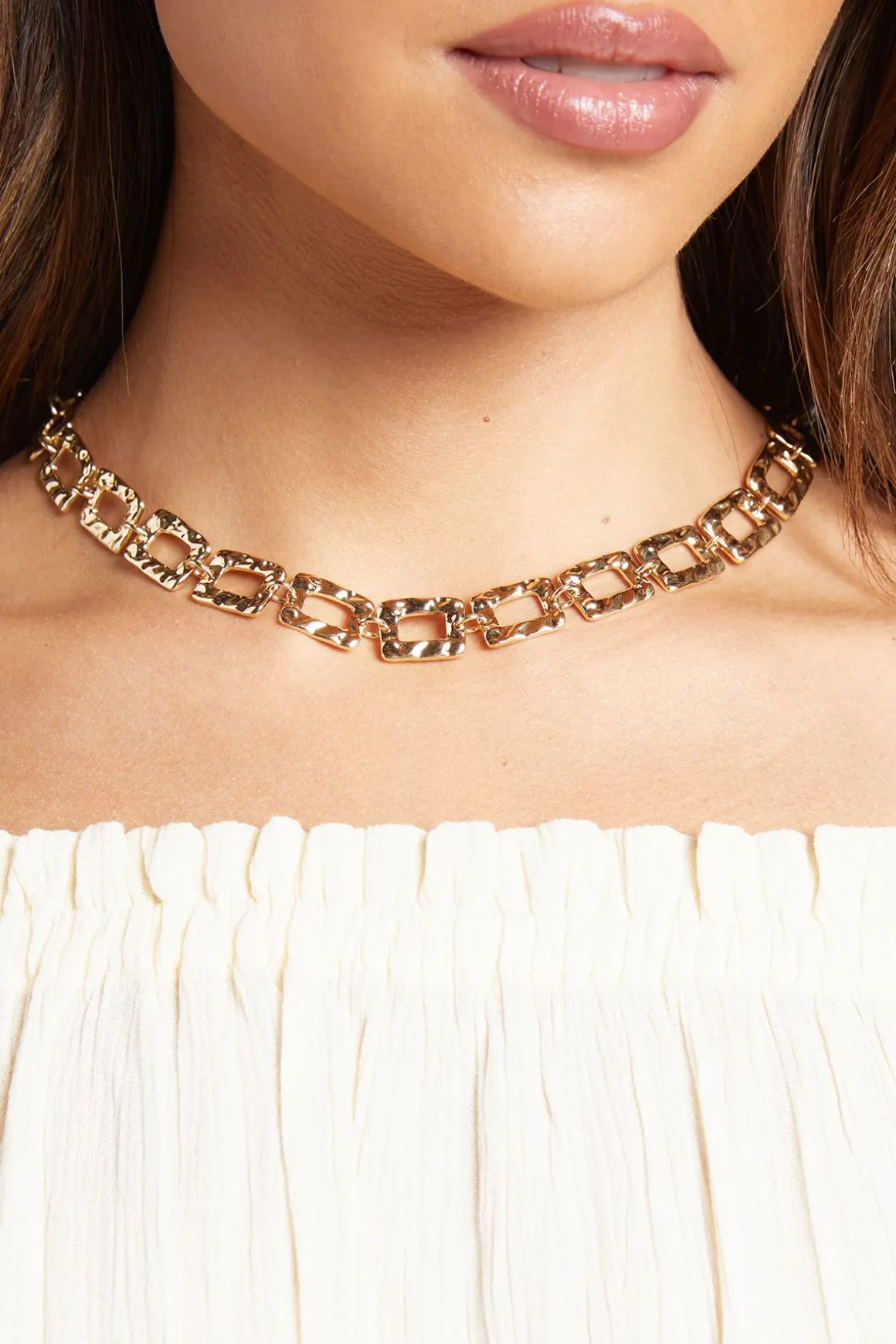 Collier Ras-de-cou À Maillons Martelés