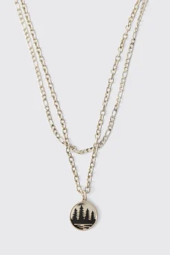 Collier Superposé Avec Pendentif Arbre