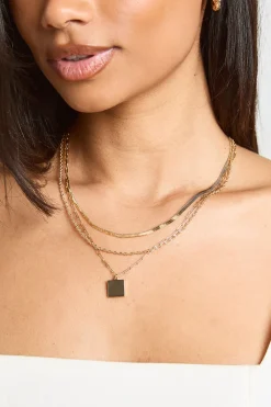 Collier Superposé À Chaînes Synthétique Et Corde