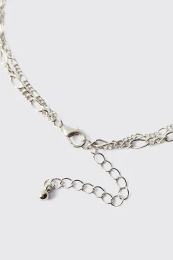boohooMAN Collier Superposé Croix et Gemme<Homme Bijoux Et Montres