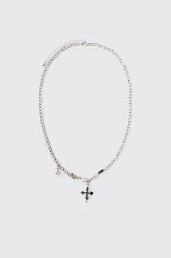Collier Superposé Croix Gothique Argenté