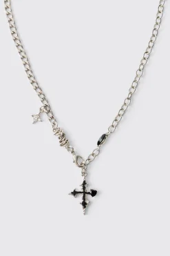 Collier Superposé Croix Gothique Argenté