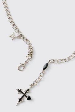 Collier Superposé Croix Gothique Argenté