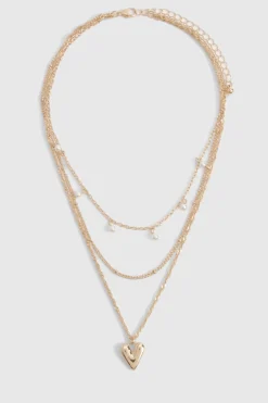 boohoo Collier superposé à détails cœur< Colliers