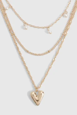 boohoo Collier superposé à détails cœur< Colliers