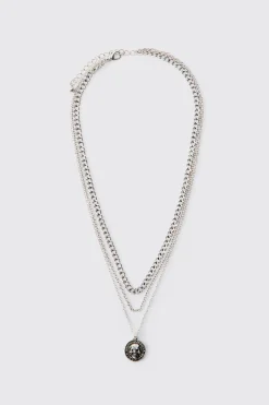 Collier Superposé À Pendentif Pièce Tête De Mort