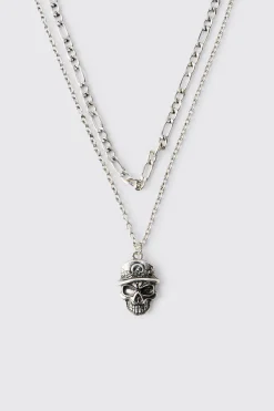 boohooMAN Collier Superposé Tête De Mort<Homme Bijoux Et Montres
