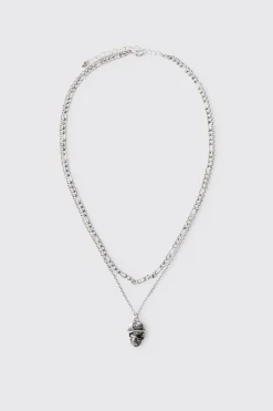 boohooMAN Collier Superposé Tête De Mort<Homme Bijoux Et Montres