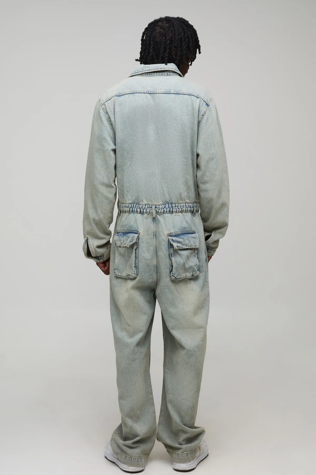 boohooMAN Combinaison ample en stonewash à effet déchiré et réparé, version grande taille<Homme Denim|Tout Afficher